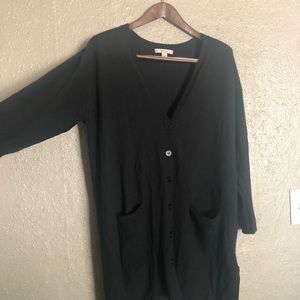 Long black button up cardigan - Sejour- Plus 1x